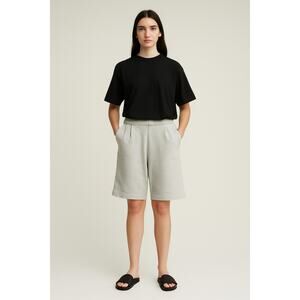 COS Linen Cotton Blend Wide Leg Cropped Shorts Minimalist Neutral Sz EUR XS